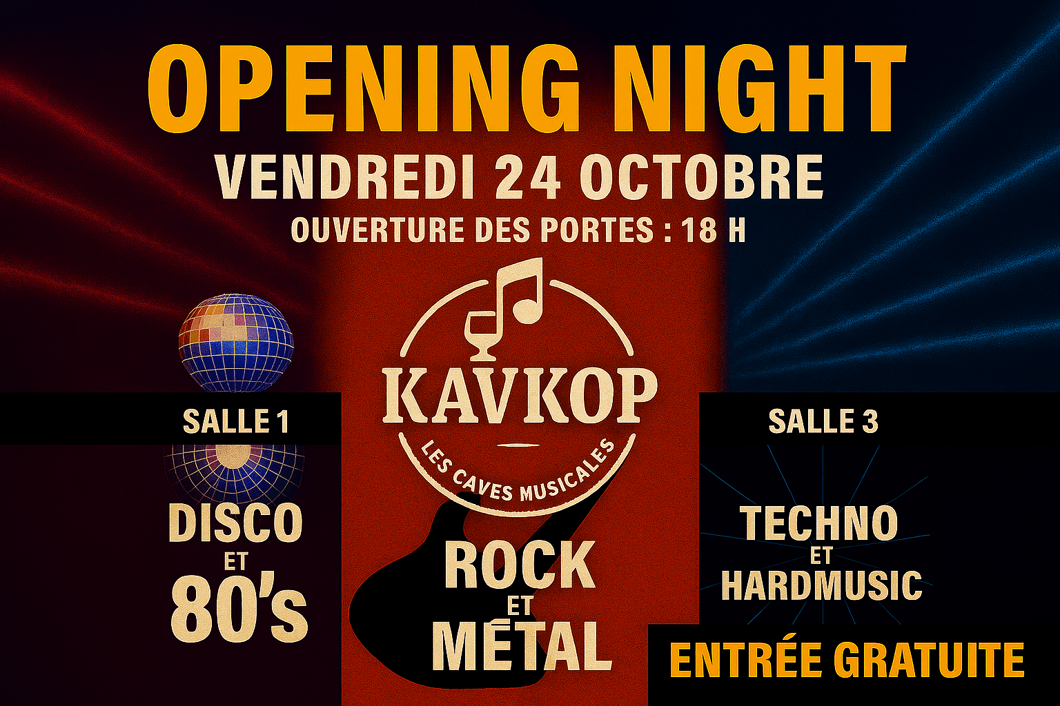 openning inauguration Kavkop les caves musicales salle réception soirée concert pont saint esprit gard france rock metal techno psytrance disco funk privatisation