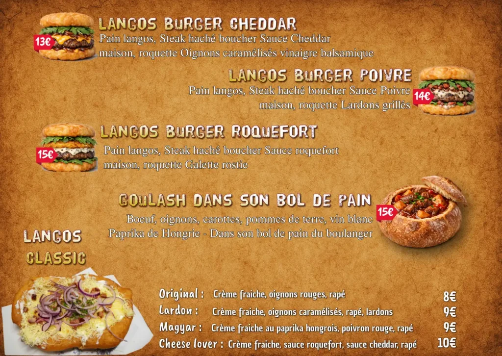 restauration burger langos goulash kavkop pont saint esprit gard rhone